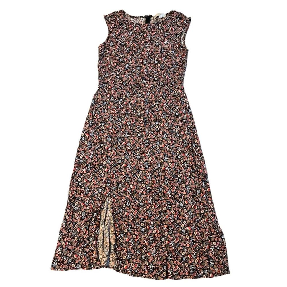 LOFT Women's Floral‎ Maxi Dress Size 6 Black Sleeveless Casual Long